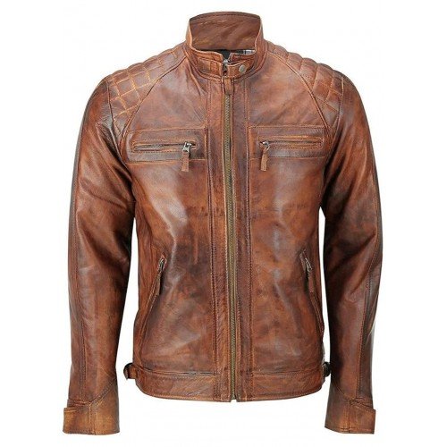 PARE Men's Leather Tan Casual Jacket Slim Fit (Size : XS To 3XL)