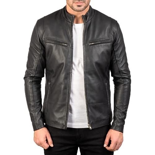 PARE Real Genuine Leather Handmade Black Jacket for Men's