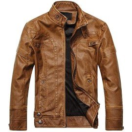 PARE 100% Genuine Leather Handmade Tan Biker Jacket for Men's