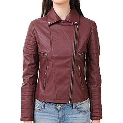 PARE Genuine Leather Pecan Brown Roadies Stylish Jacket for Women's(Size : XS to 2XL)