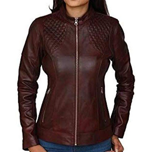 PARE Genuine Leather Dark Brown Stylish Jacket for Women's(Size : XS to 2XL)