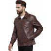 PARE Men's Leather Brown Casual Jacket Slim Fit (Size : XS To 2XL)