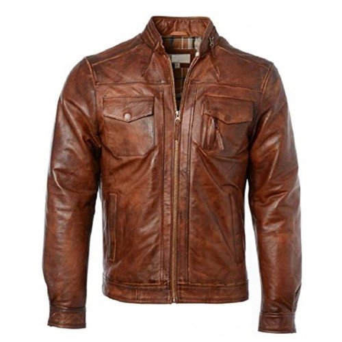 PARE Men's Leather Tan Casual Jacket Slim Fit (Size : XS To 3XL)