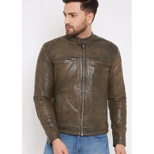 Brown 100% Genuine Leather Jacket for Men's