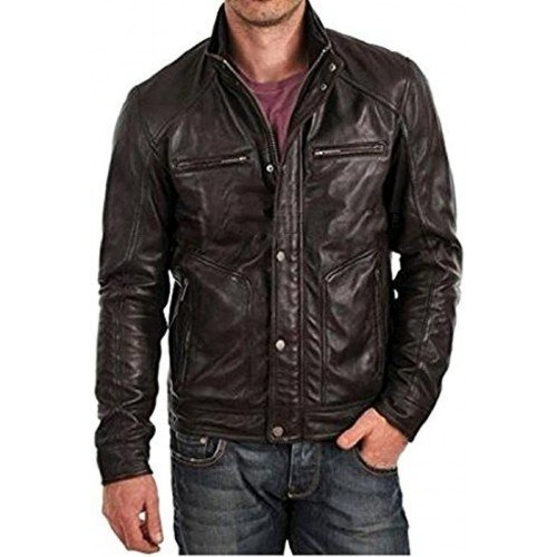 Brown 100% Genuine Leather Jacket for Men's