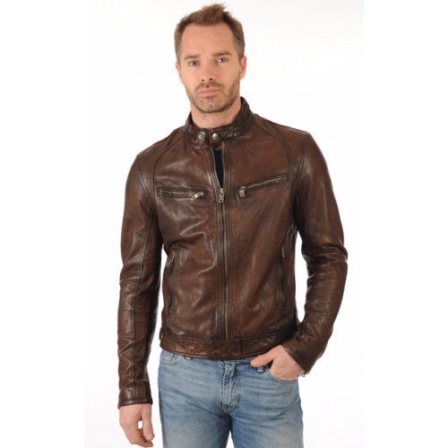 PARE 100% Genuine Leather Brown Jacket for Men's