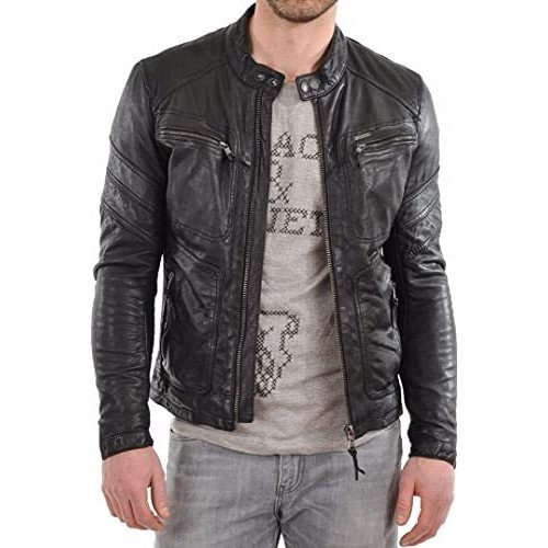  BIKER BLACK LEATHER JACKET