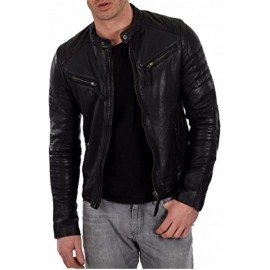  BIKER BLACK LEATHER JACKET