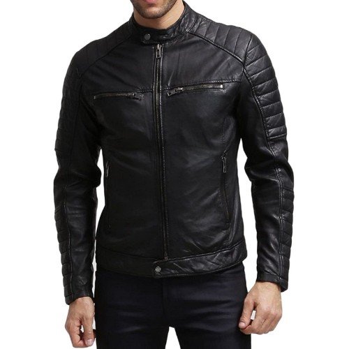 PARE Genuine Leather Handmade Black Jacket for Men's