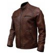 PARE Leather Handmade Brown Biker Jacket for Men's (AA_LJ_047_Brown)