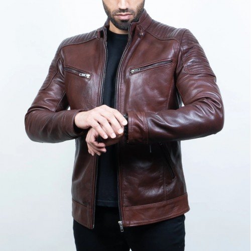 Biker Wine Leather Jacket