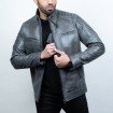 BIKER GREY LEATHER JACKET