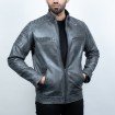  BIKER GREY LEATHER JACKET