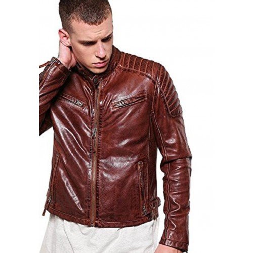 Maroon 100% Genuine Leather Jacket for Men's