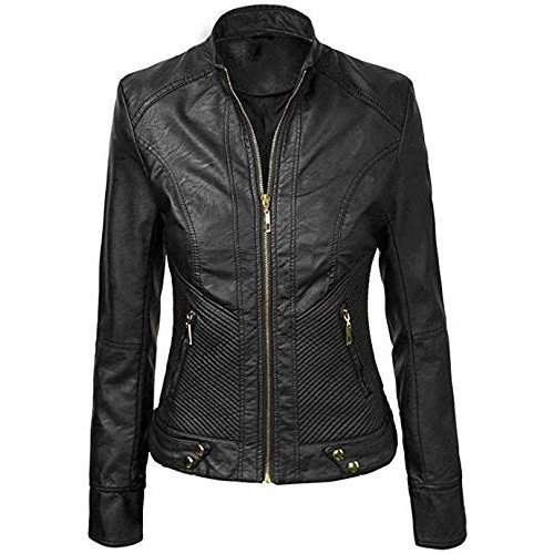 PARE Genuine Leather Black Stylish Jacket for Women's(Size : XS to 2XL)