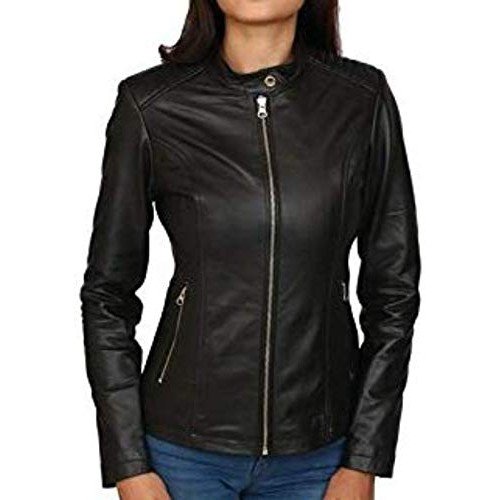 PARE Women's Jacket Genuine Leather Black Stylish(Size : XS to 2XL)